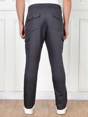 Thomas Scott Men DarkGrey Cricket Club Collection Straight Fit Woven Cargo Trousers