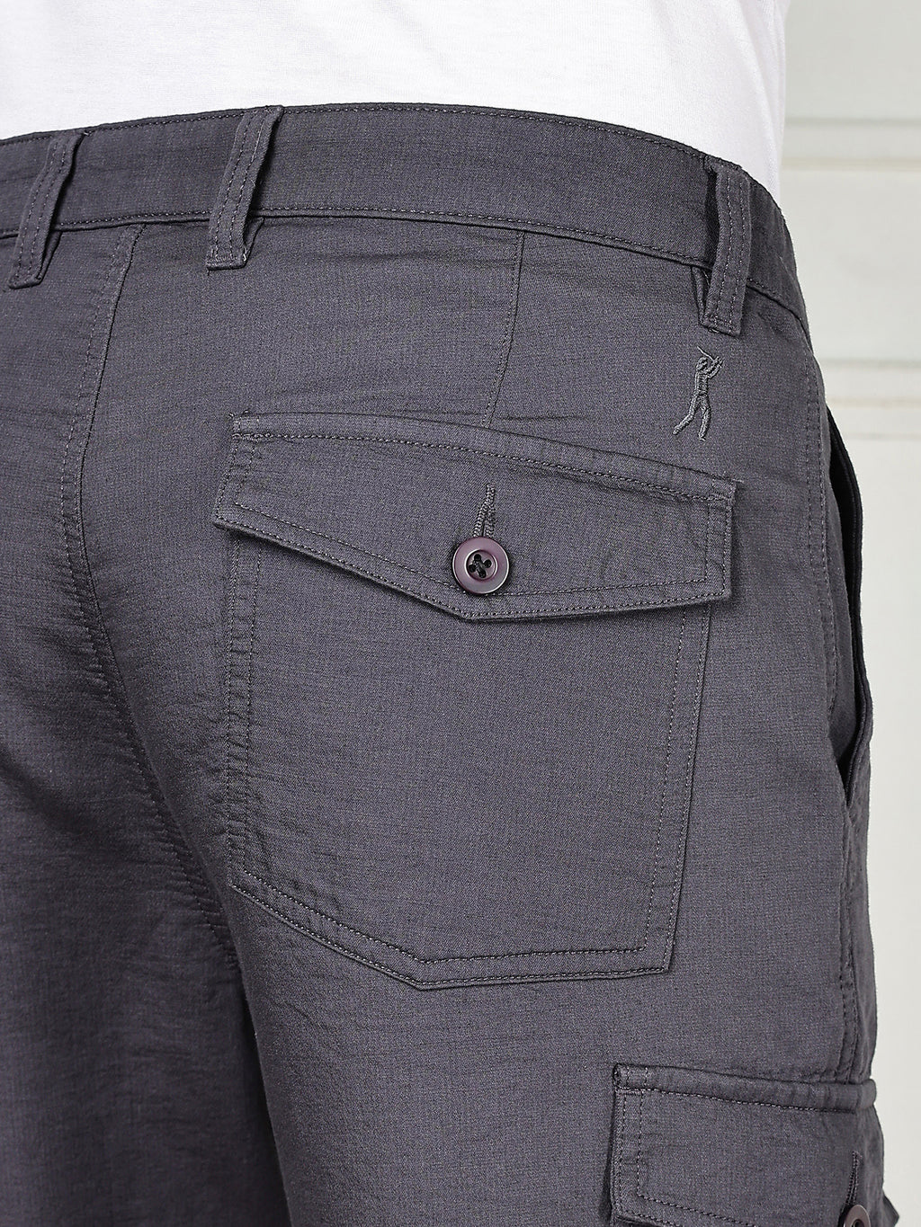 Thomas Scott Men DarkGrey Cricket Club Collection Straight Fit Woven Cargo Trousers