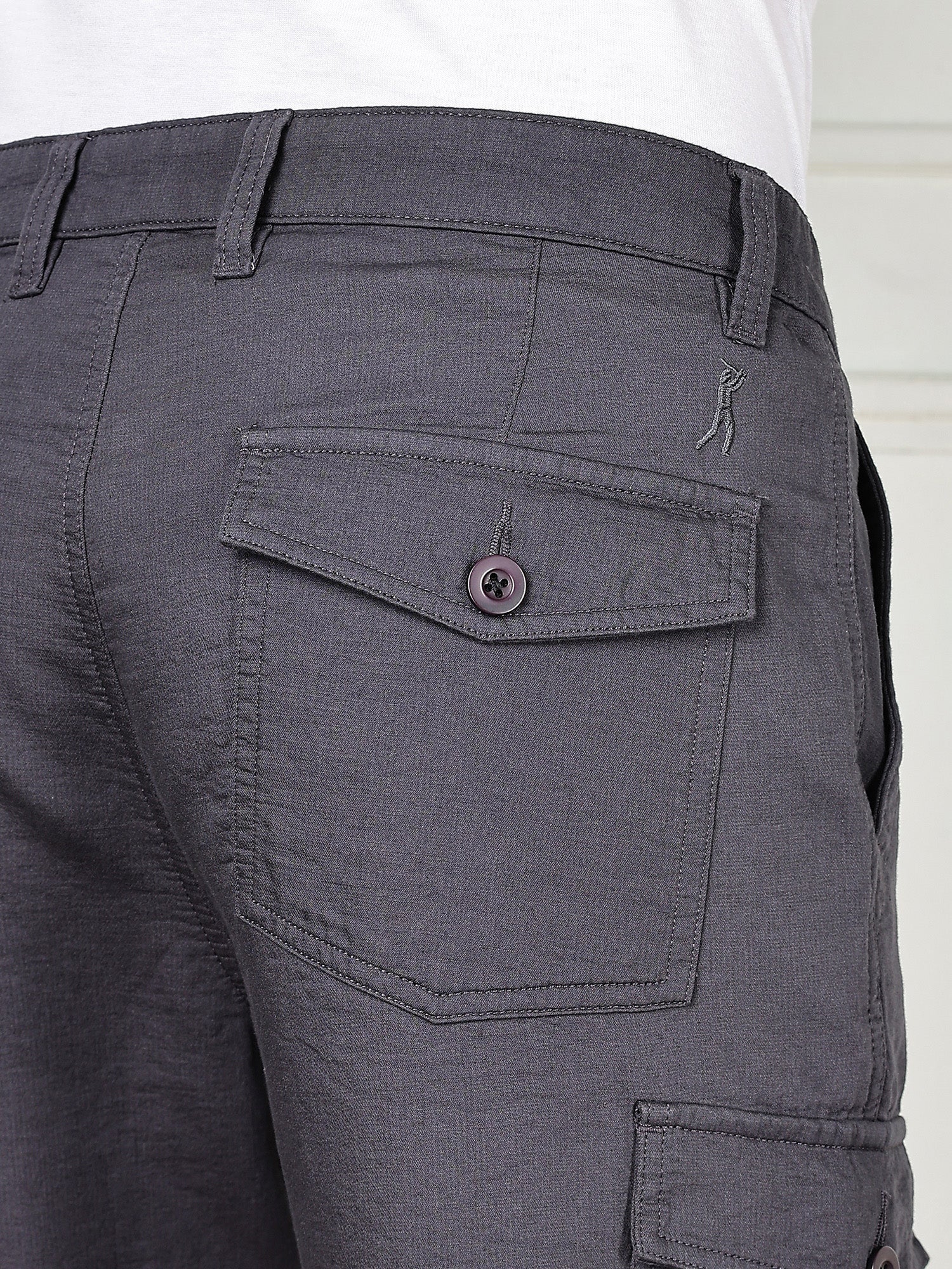 Thomas Scott Men DarkGrey Cricket Club Collection Straight Fit Woven Cargo Trousers