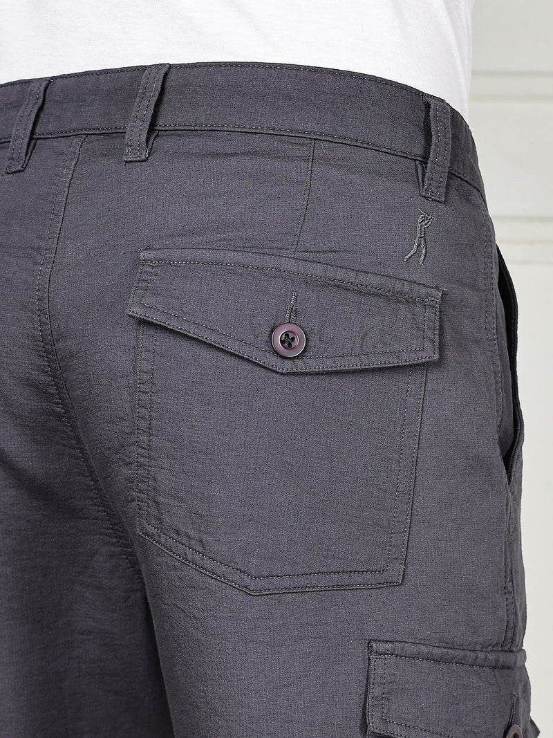 Thomas Scott Men DarkGrey Cricket Club Collection Straight Fit Woven Cargo Trousers