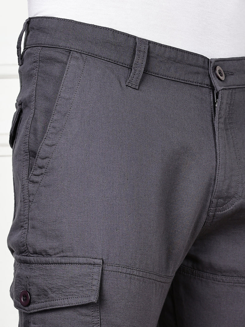 Thomas Scott Men DarkGrey Cricket Club Collection Straight Fit Woven Cargo Trousers