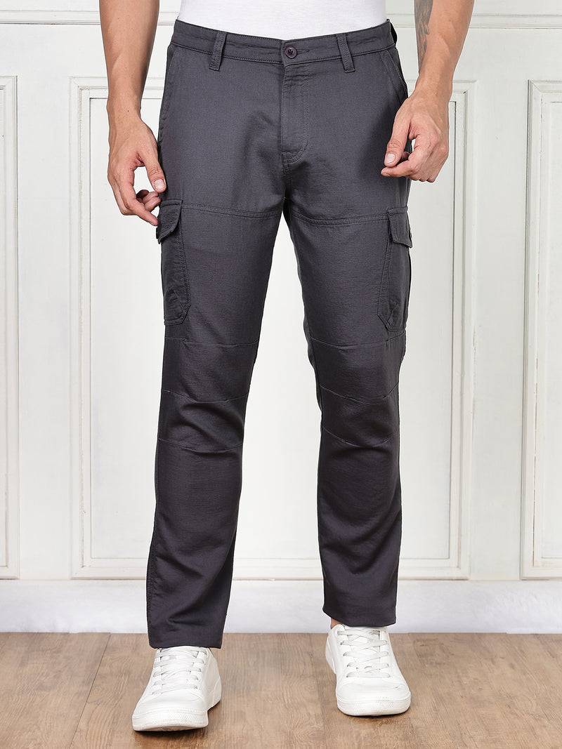 Thomas Scott Men DarkGrey Cricket Club Collection Straight Fit Woven Cargo Trousers