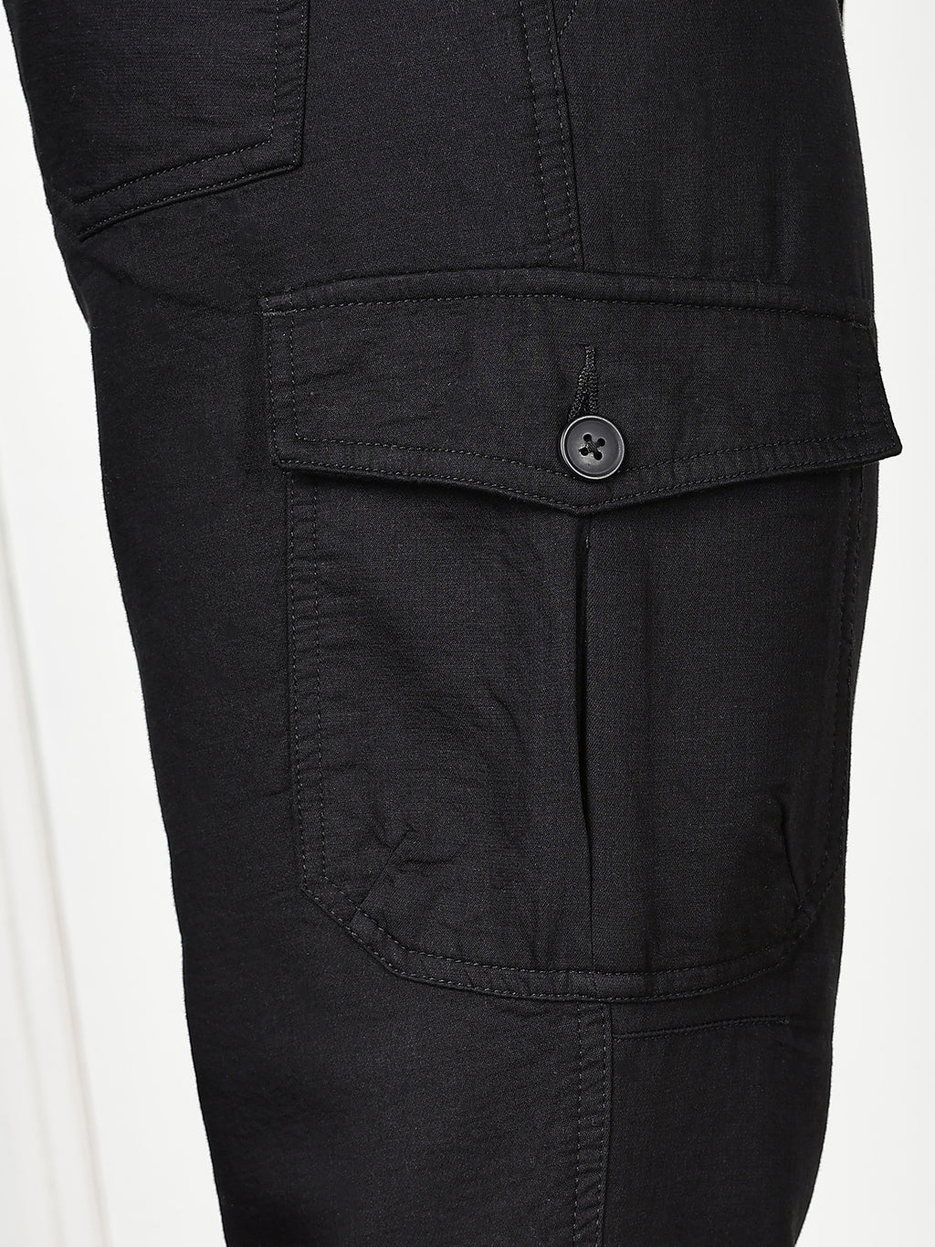 Thomas Scott Men Black Cricket Club Collection Straight Fit Woven Cargo Trousers
