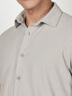 Thomas Scott Men Grey Premium Slim Fit Short Sleeves Spread Collar 4 Way Stretch CoolMax Knitted Shirt