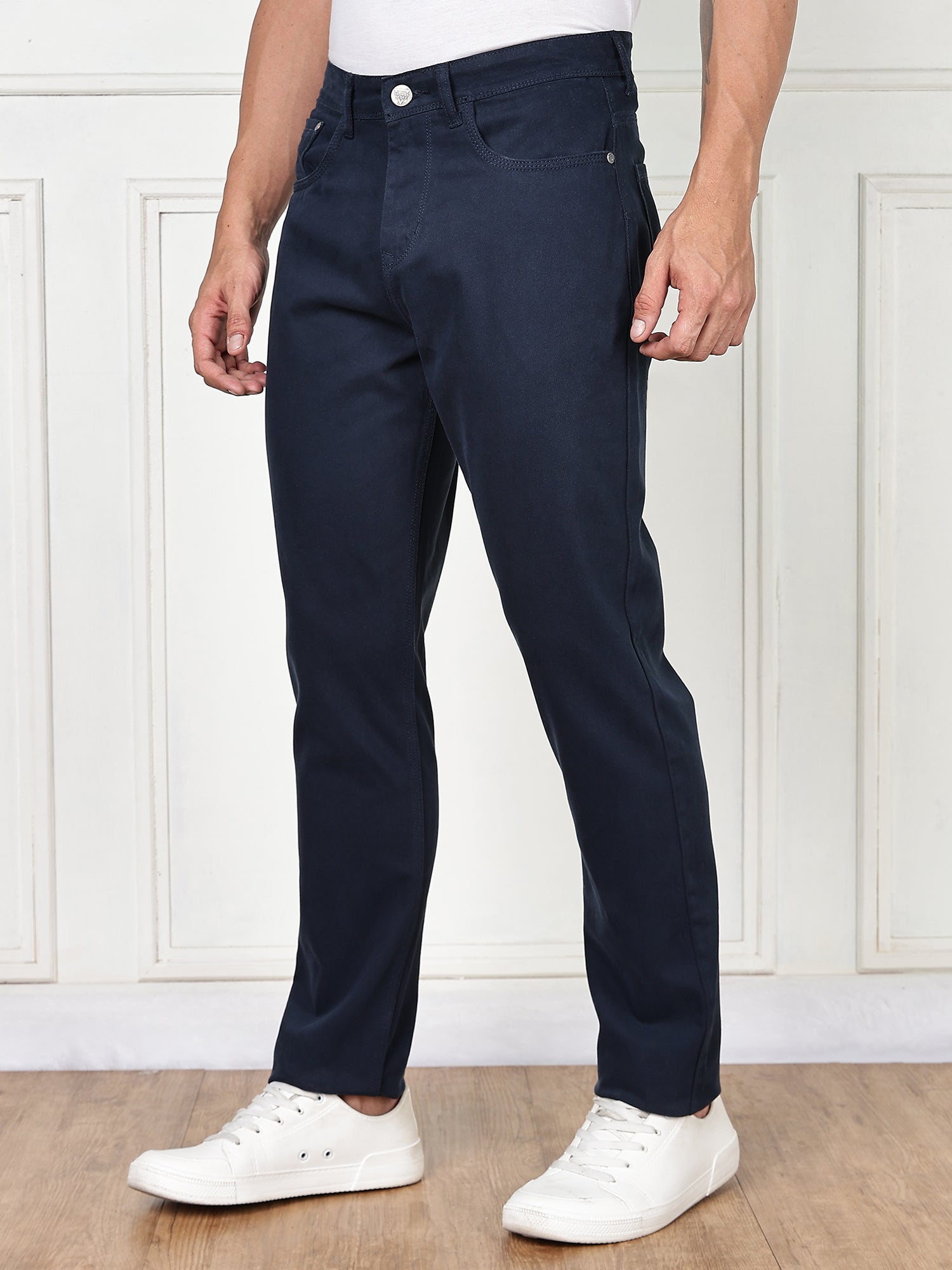 Thomas Scott Men Navy Blue Mid-Rise Slim Fit Cotton Non Stretchable Jeans