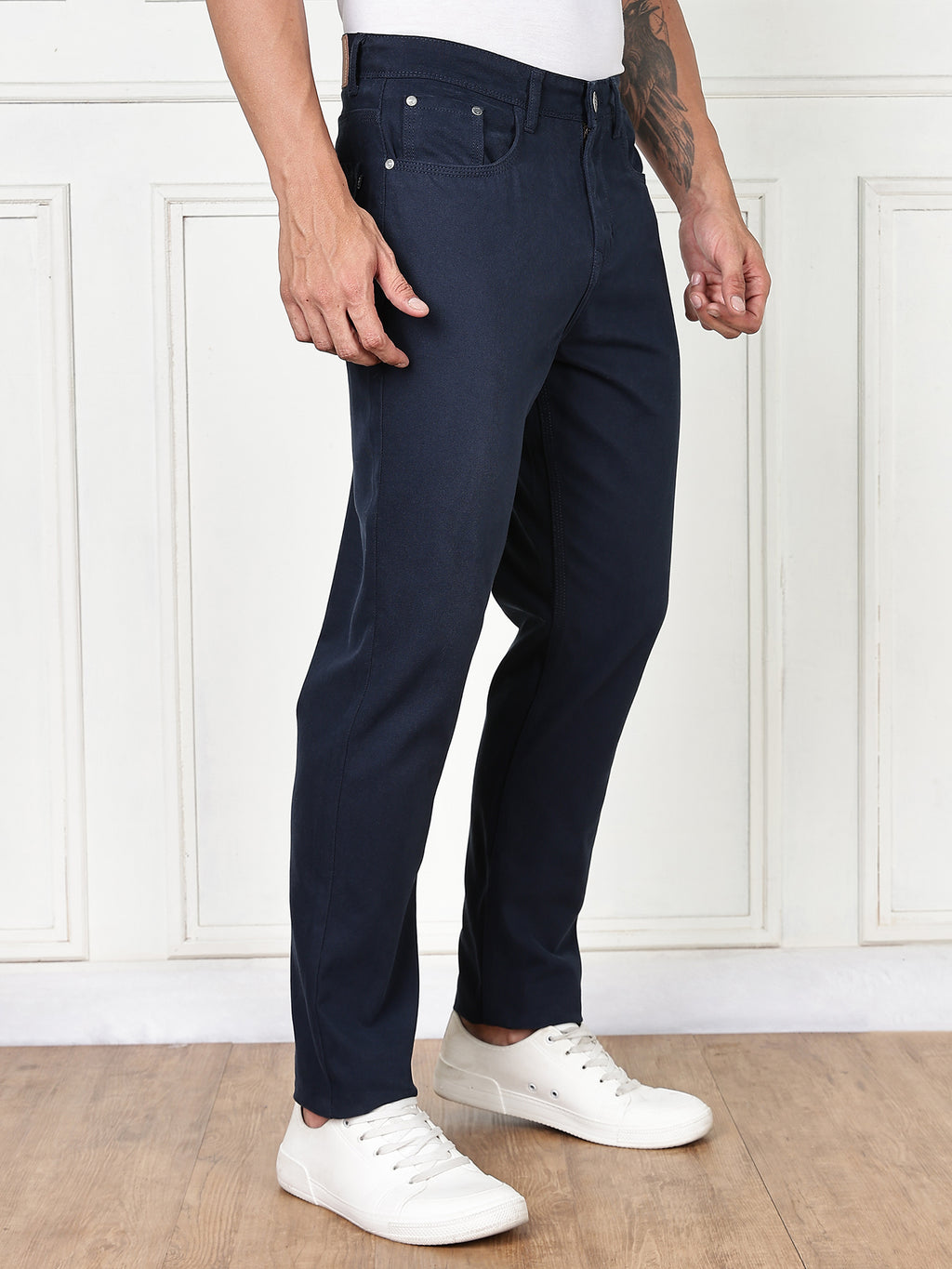Thomas Scott Men Navy Blue Mid-Rise Slim Fit Cotton Non Stretchable Jeans