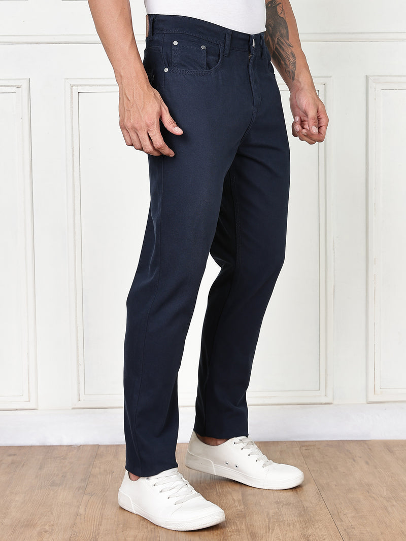 Thomas Scott Men Navy Blue Mid-Rise Slim Fit Cotton Non Stretchable Jeans