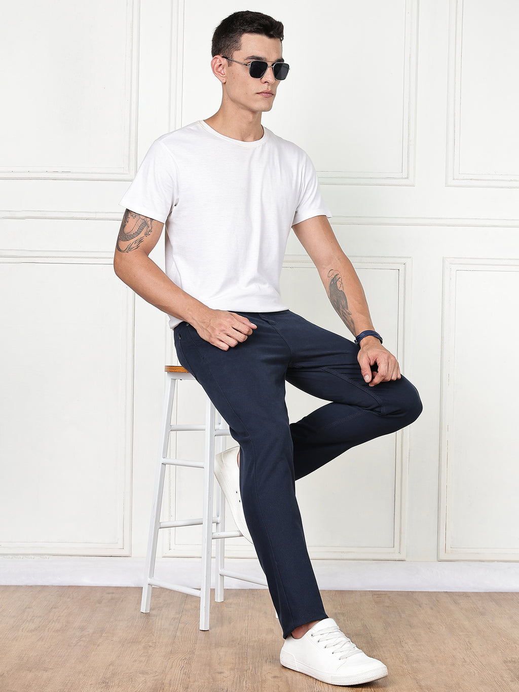 Thomas Scott Men Navy Blue Mid-Rise Slim Fit Cotton Non Stretchable Jeans