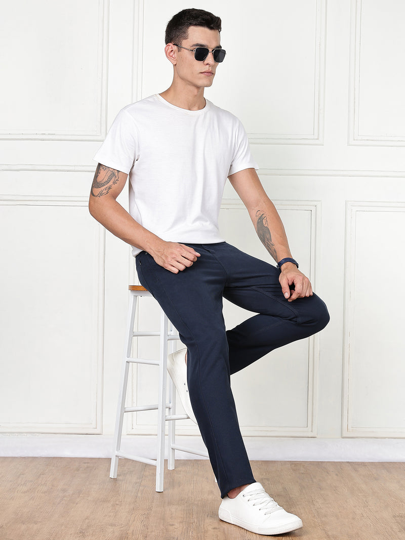 Thomas Scott Men Navy Blue Mid-Rise Slim Fit Cotton Non Stretchable Jeans