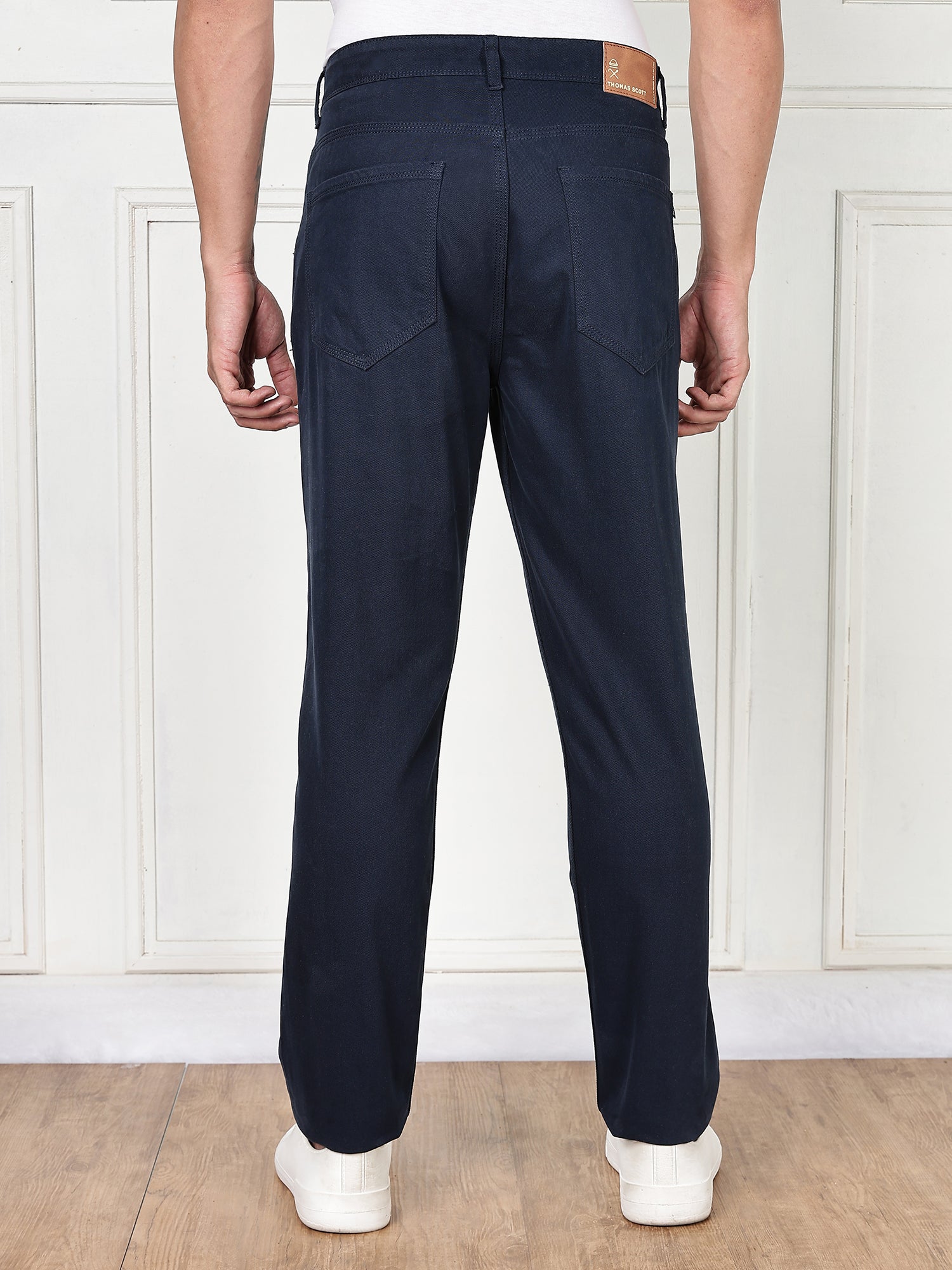 Thomas Scott Men Navy Blue Mid-Rise Slim Fit Cotton Non Stretchable Jeans