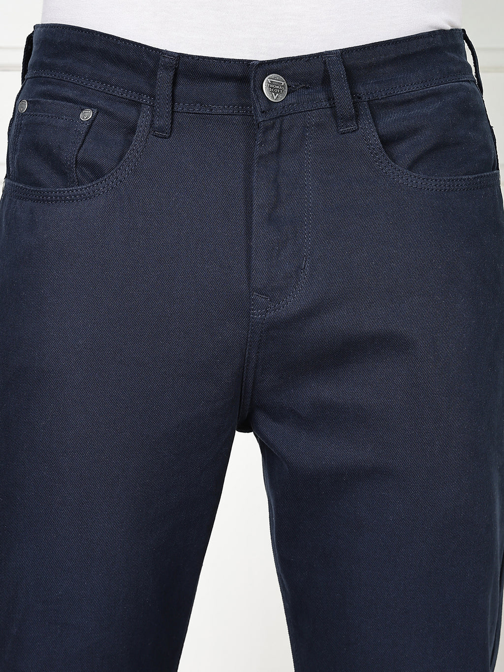 Thomas Scott Men Navy Blue Mid-Rise Slim Fit Cotton Non Stretchable Jeans
