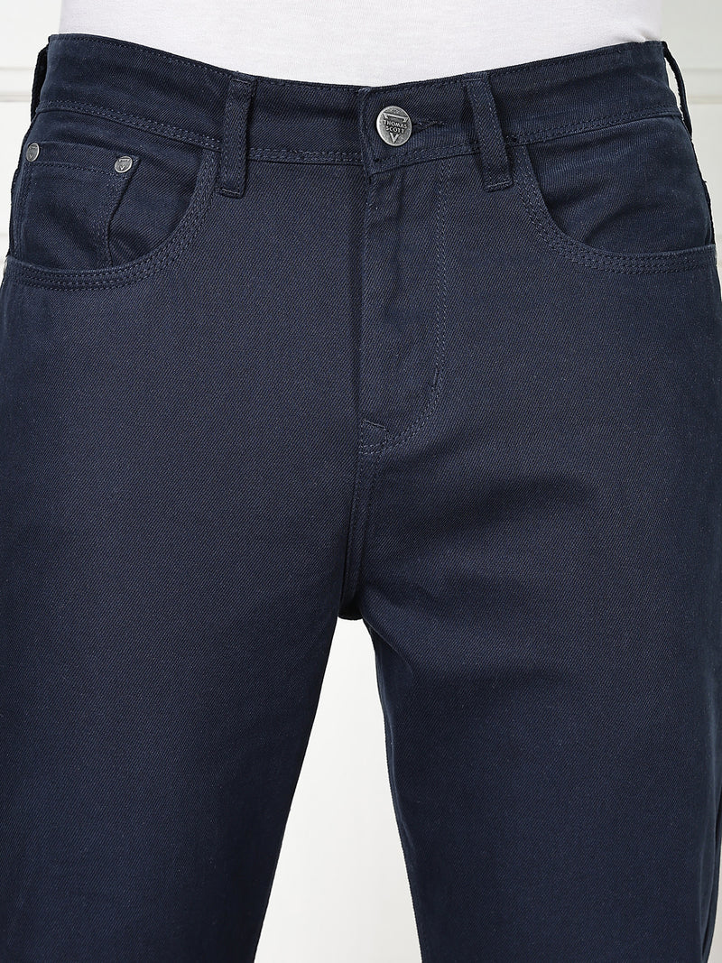 Thomas Scott Men Navy Blue Mid-Rise Slim Fit Cotton Non Stretchable Jeans