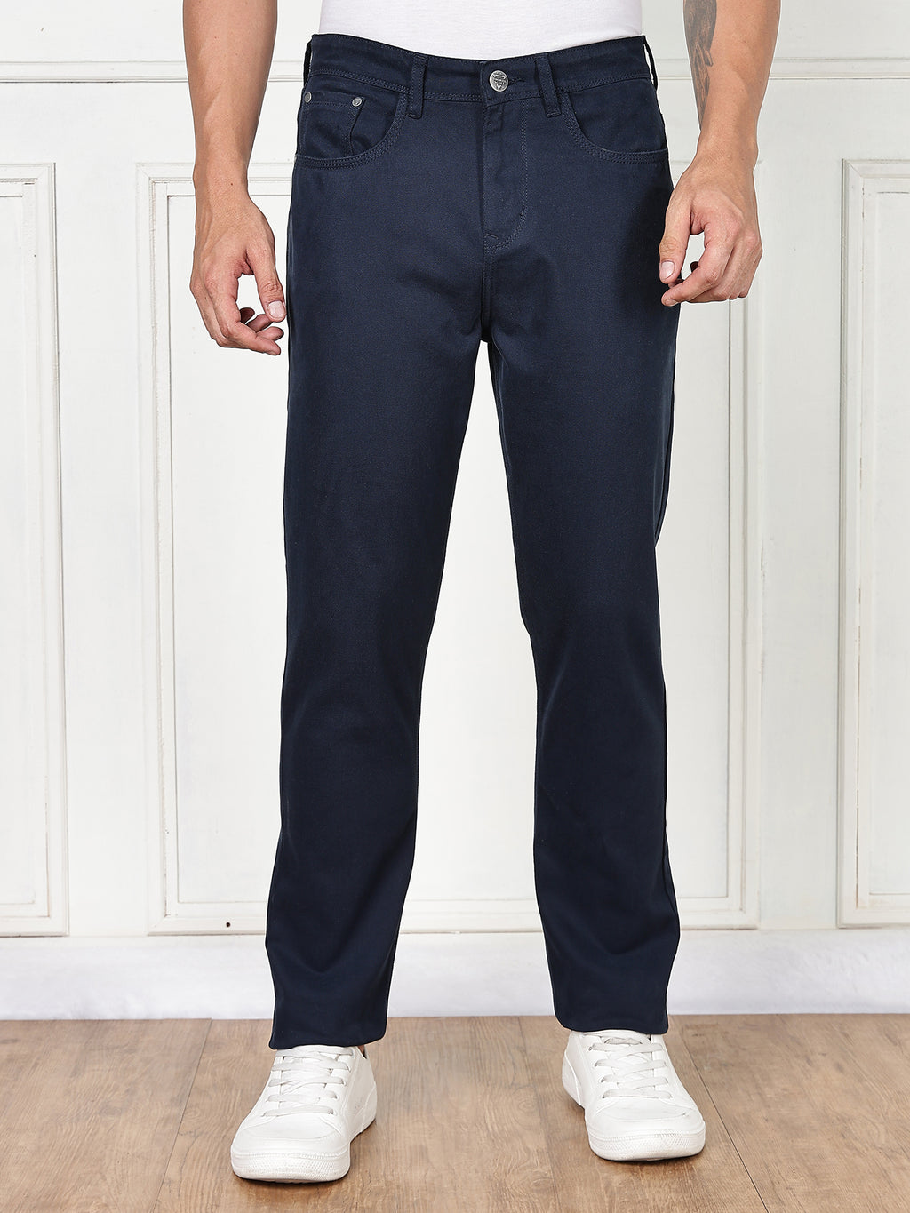 Thomas Scott Men Navy Blue Mid-Rise Slim Fit Cotton Non Stretchable Jeans