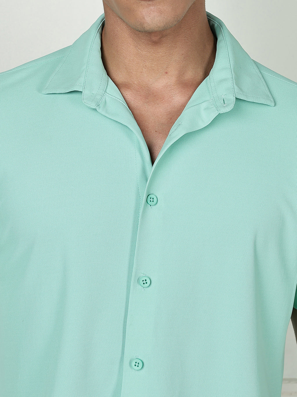 Thomas Scott Men Pista Premium Slim Fit Short Sleeves Spread Collar 4 Way Stretch CoolMax Knitted Shirt