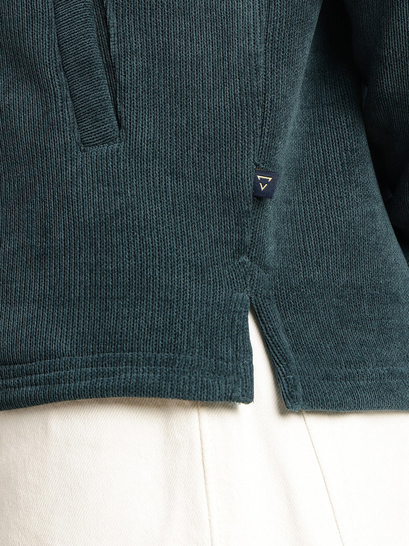 Thomas Scott Men Green Regular Fit Long Sleeves Mock Collar Solid 100% Polyester Half-Zip Knitted Sweatshirt