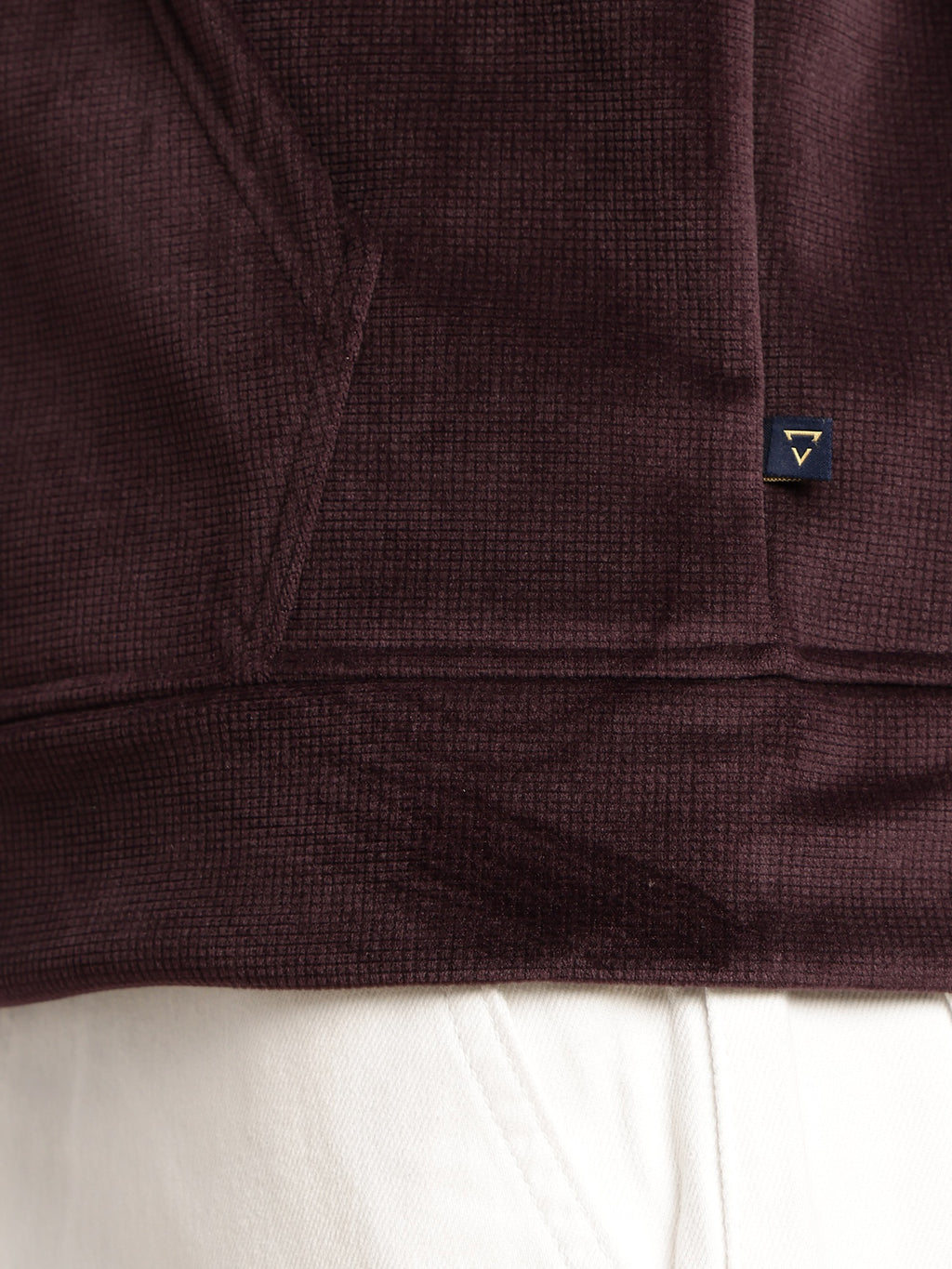 Thomas Scott Men Burgundy Regular Fit Long Sleeves Kangaroo Pocket Polyester Hoodie Sweatshirt