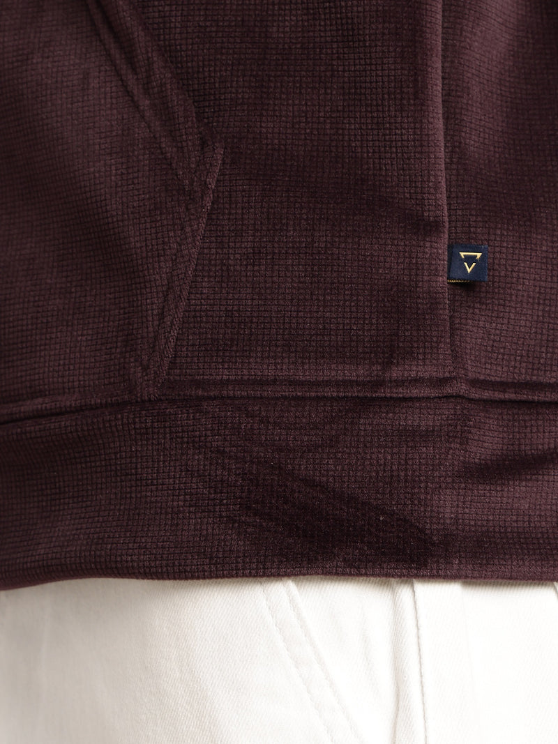 Thomas Scott Men Burgundy Regular Fit Long Sleeves Kangaroo Pocket Polyester Hoodie Sweatshirt