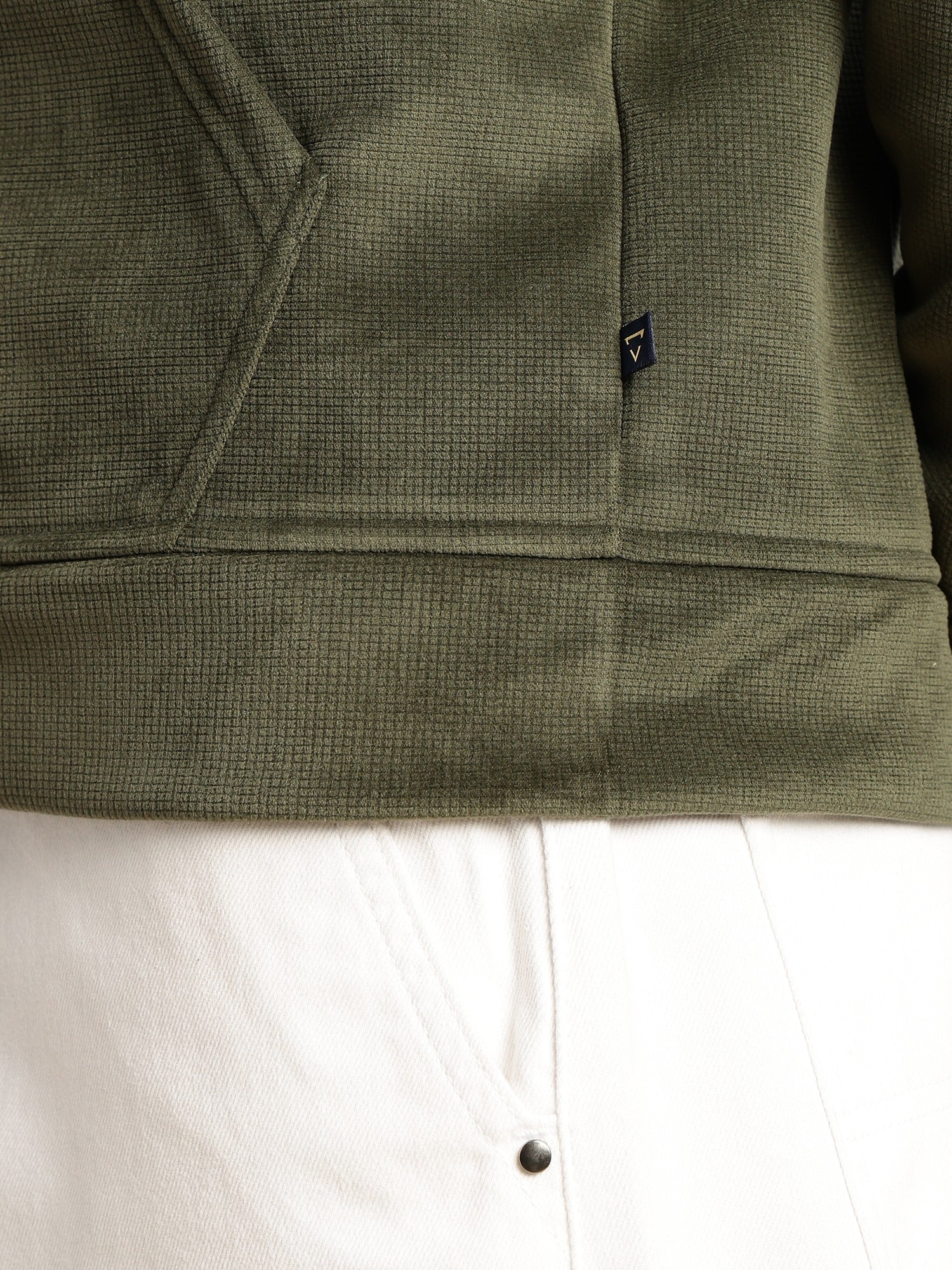 Thomas Scott Men Olive Regular Fit Long Sleeves Kangaroo Pocket Polyester Hoodie Sweatshirt