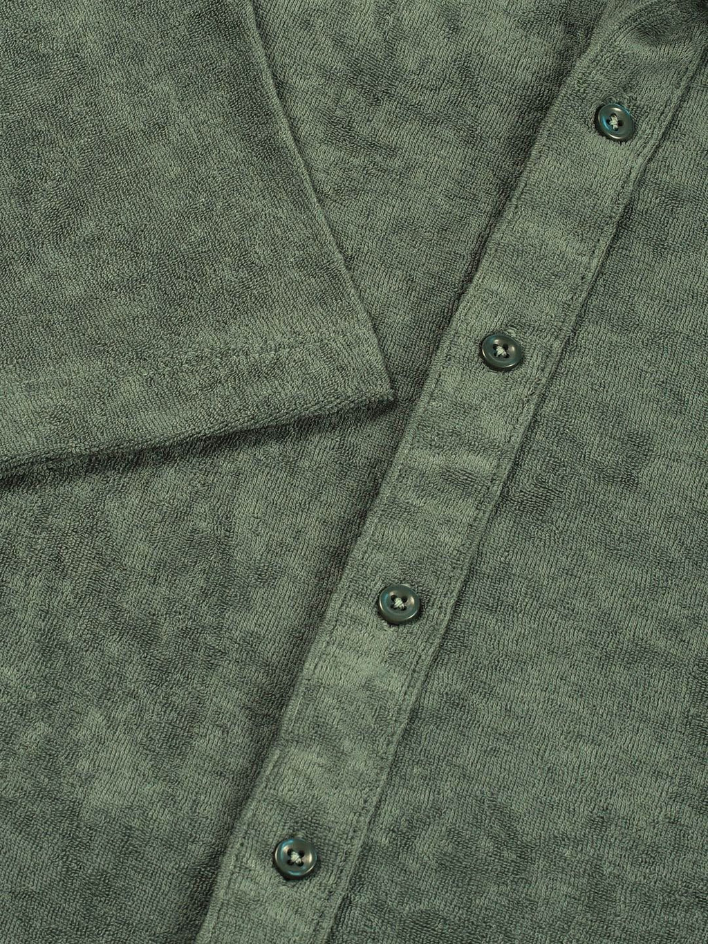 Sea Green Relaxed Fit Terry Towel Casual Knit Shirt For Men