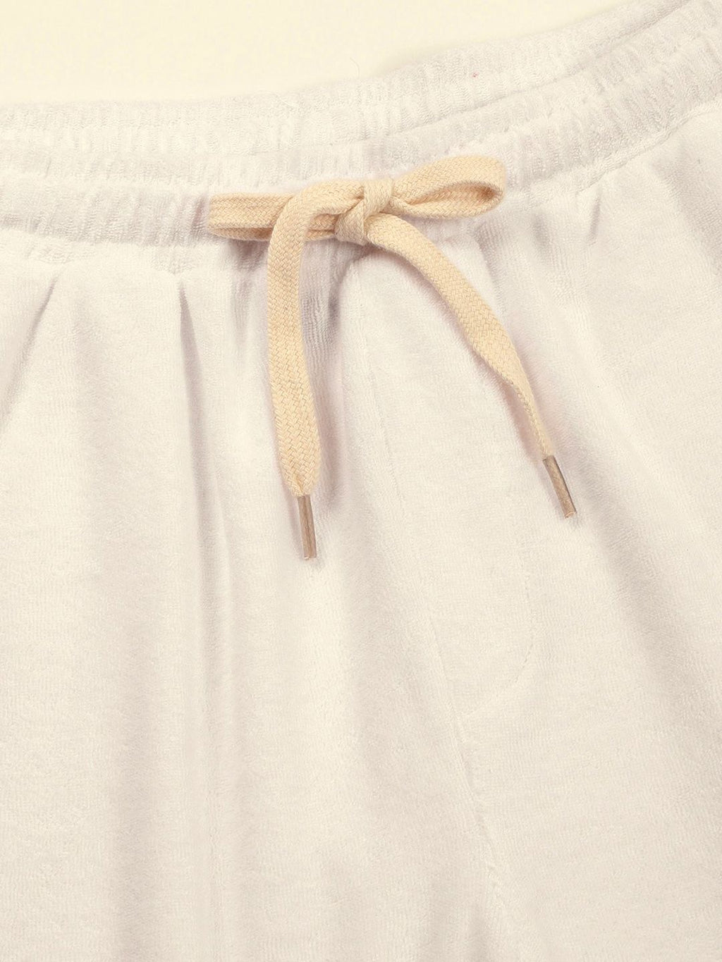 White Regular Fit Mid-Rise Knee Length Drawstring Closure Knitted Shorts For Men