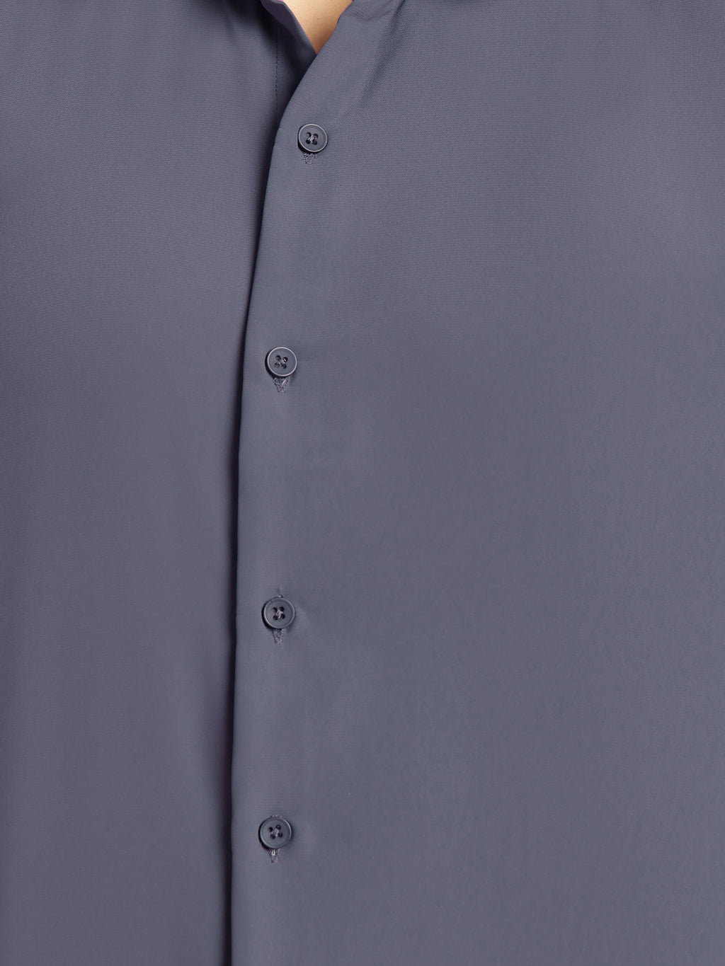 Thomas Scott Men Grey Regular Fit Short Sleeves Spread Collar Solid Polyester Casual Shirt