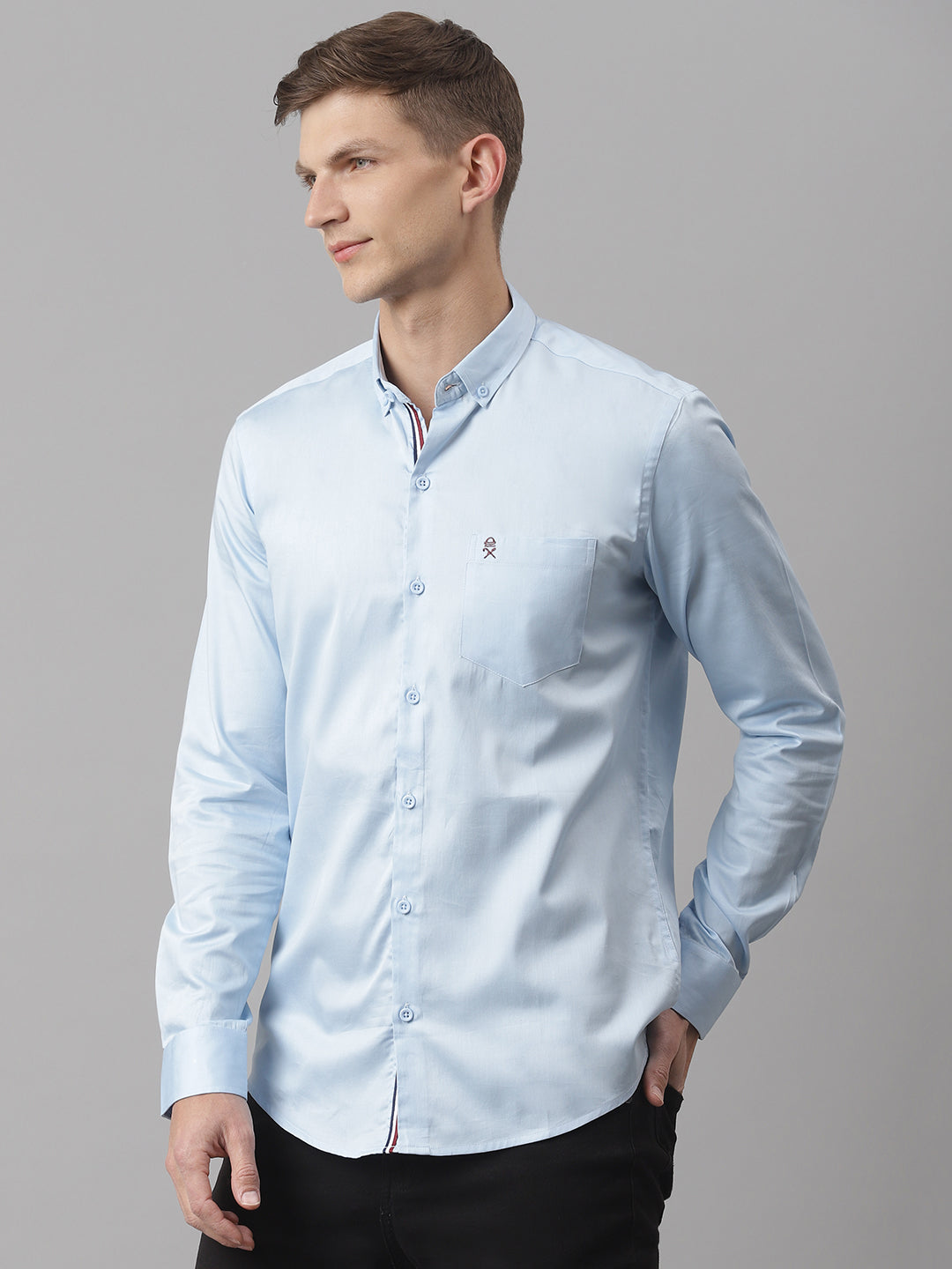 Blue Regular Fit Relaxed Cotton Casual Sustainable Shirt For Men