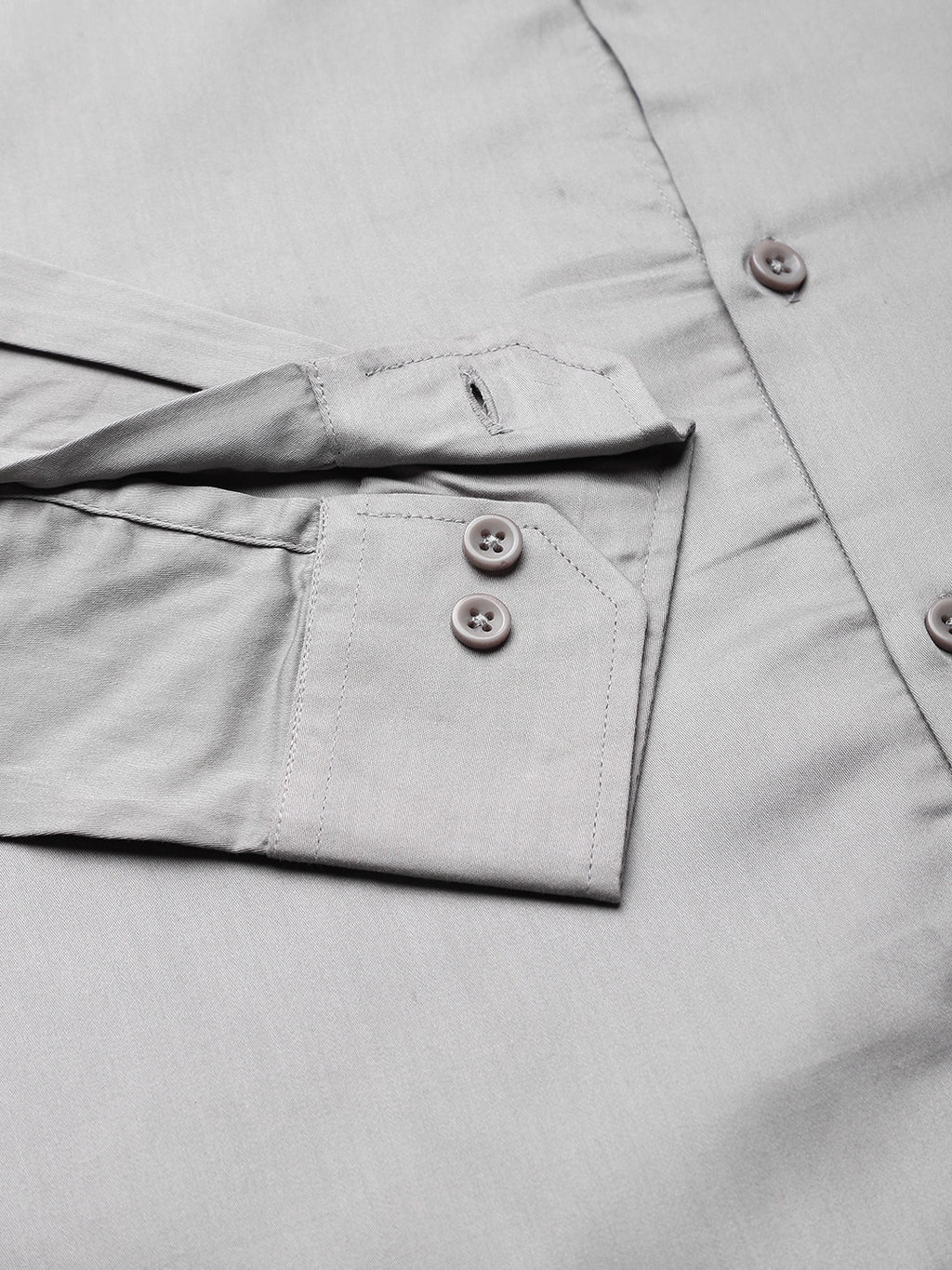 Thomas Scott Men Smoke Regular Fit Long Sleeves Solid Button-Down Collar Cotton Casual Shirt