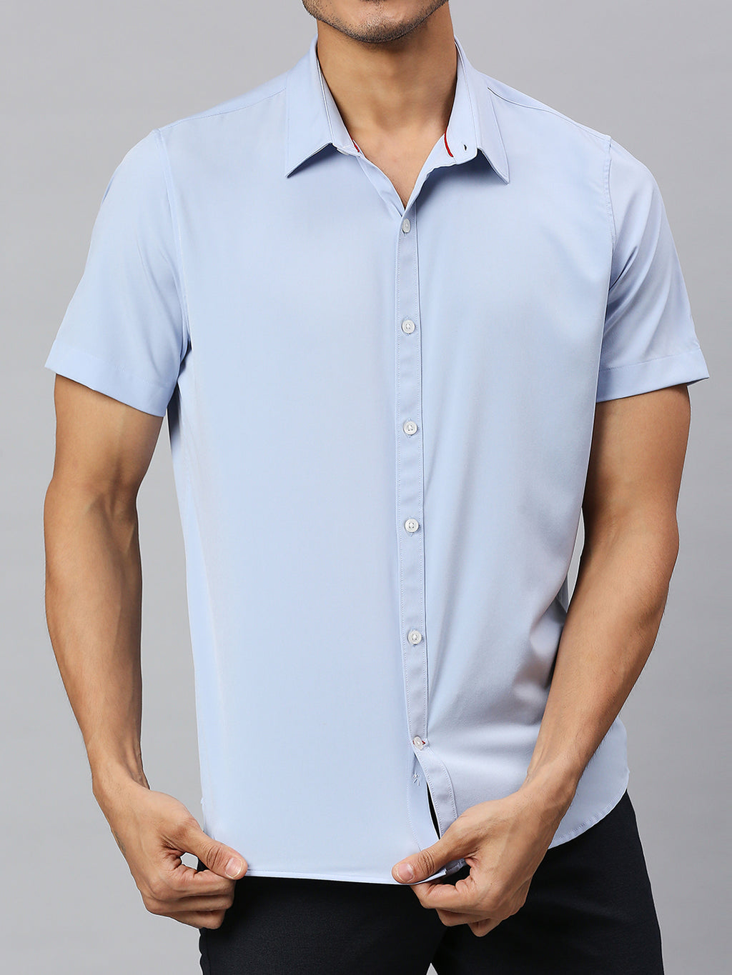 Thomas Scott Men Classic Slim Fit 4 Way Stretch Spread Collar Casual Shirt
