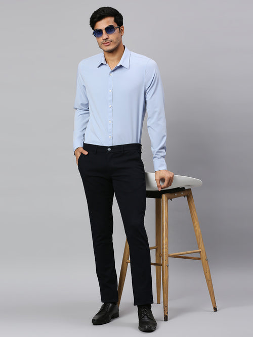 Thomas Scott Men Classic Slim Fit 4 Way Stretch Spread Collar Casual Shirt