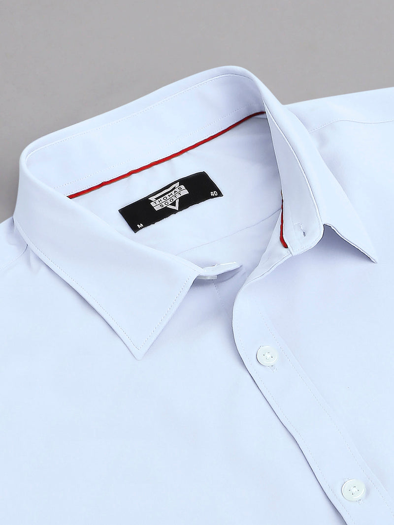 Thomas Scott Men Classic Slim Fit 4 Way Stretch Spread Collar Casual Shirt