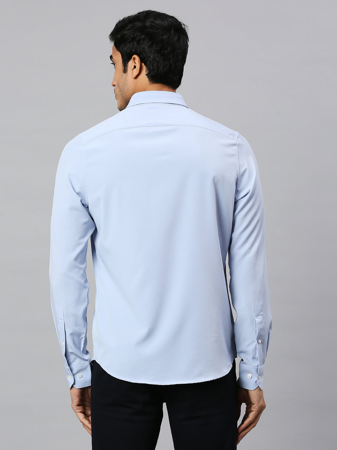 Thomas Scott Men Classic Slim Fit 4 Way Stretch Spread Collar Casual Shirt
