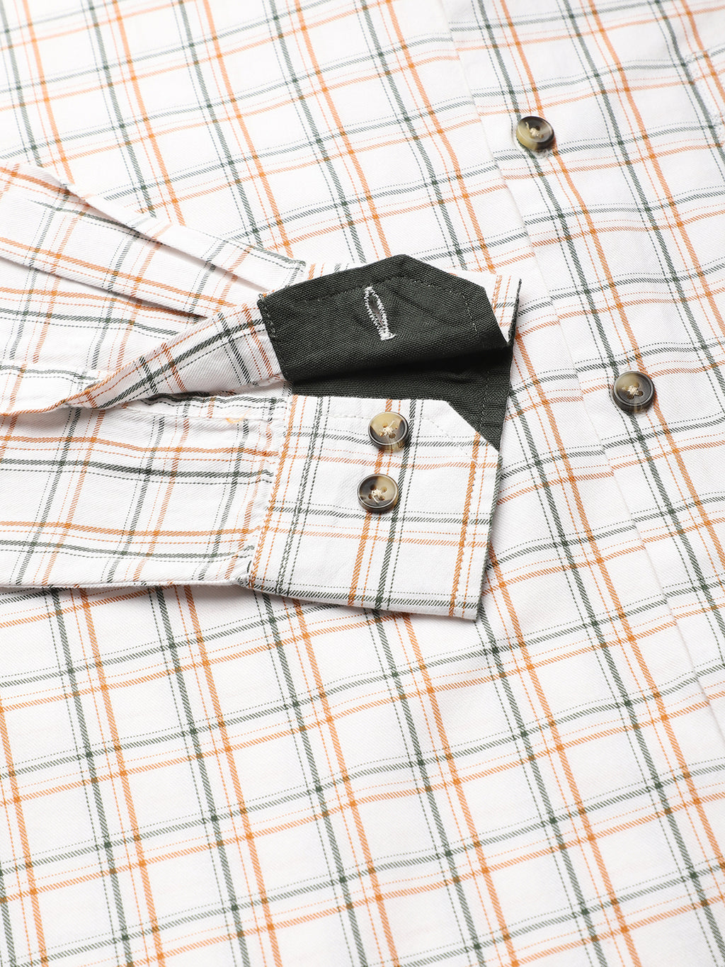 Thomas Scott Men White Slim Fit Long Sleeves Button-Down Collar Grid Tattersall Checks 100% Cotton Casual Shirt