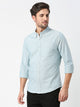Green Slim Fit Long Sleeves Button-Down Collar Solid 100% Cotton Oxford Casual Shirt For Men
