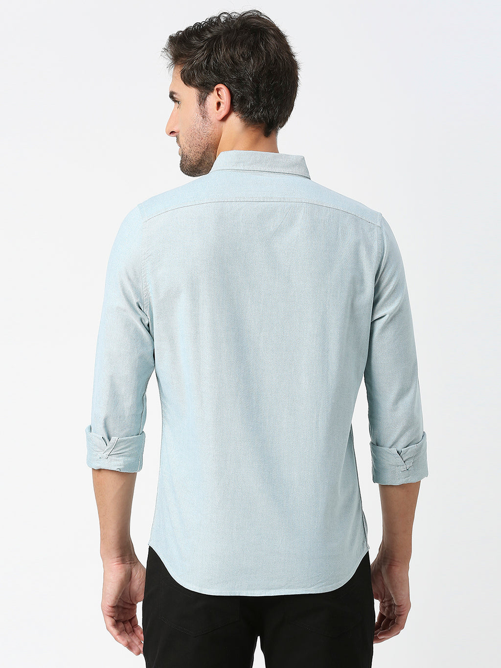 Thomas Scott Men Green Slim Fit Long Sleeves Button-Down Collar Solid 100% Cotton Oxford Casual Shirt