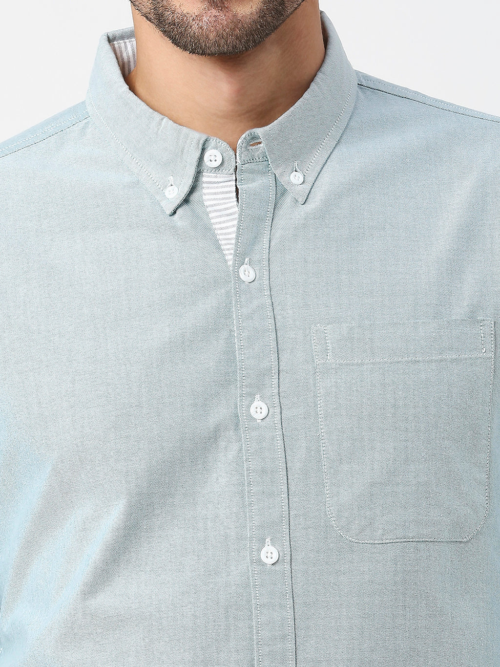 Thomas Scott Men Green Slim Fit Long Sleeves Button-Down Collar Solid 100% Cotton Oxford Casual Shirt