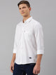 White Relaxed Slim Fit Long Regular Sleeves Cotton Spread Collar Solid Casual Shirt For Men