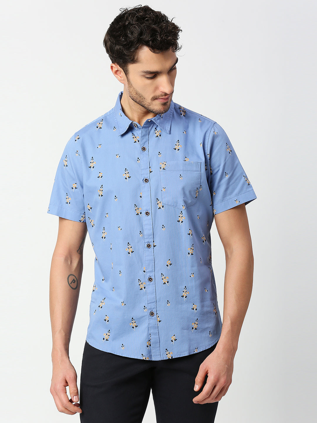 Thomas Scott Men Slim Fit Printed Casual Cotton Shirt