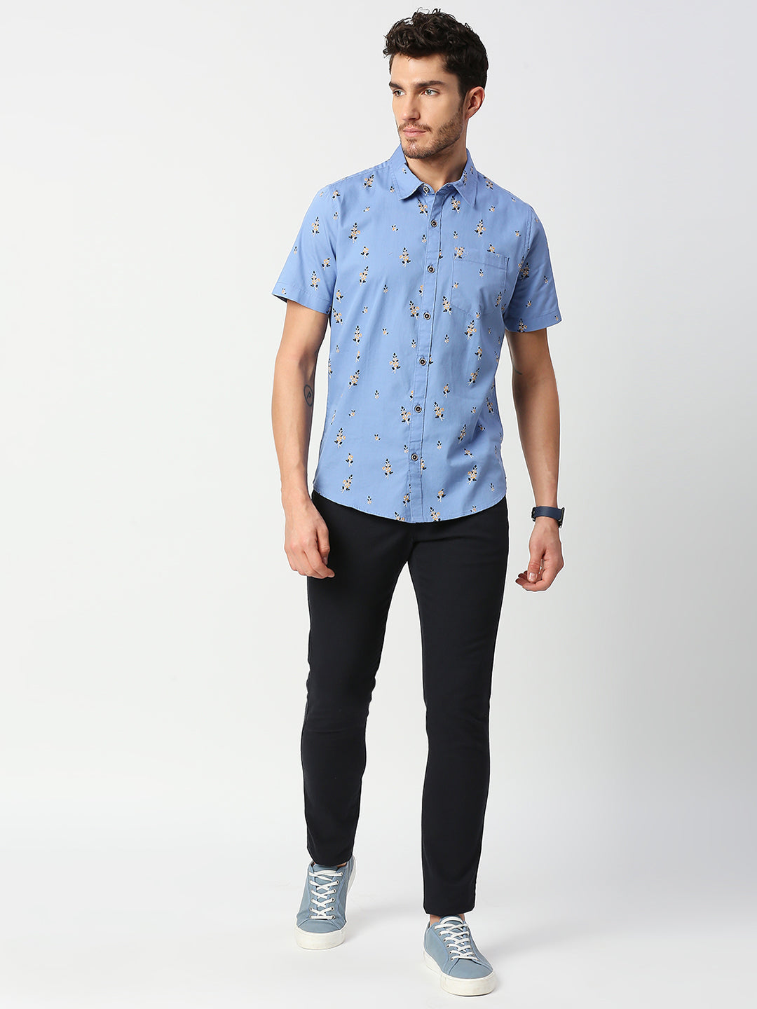 Thomas Scott Men Slim Fit Printed Casual Cotton Shirt