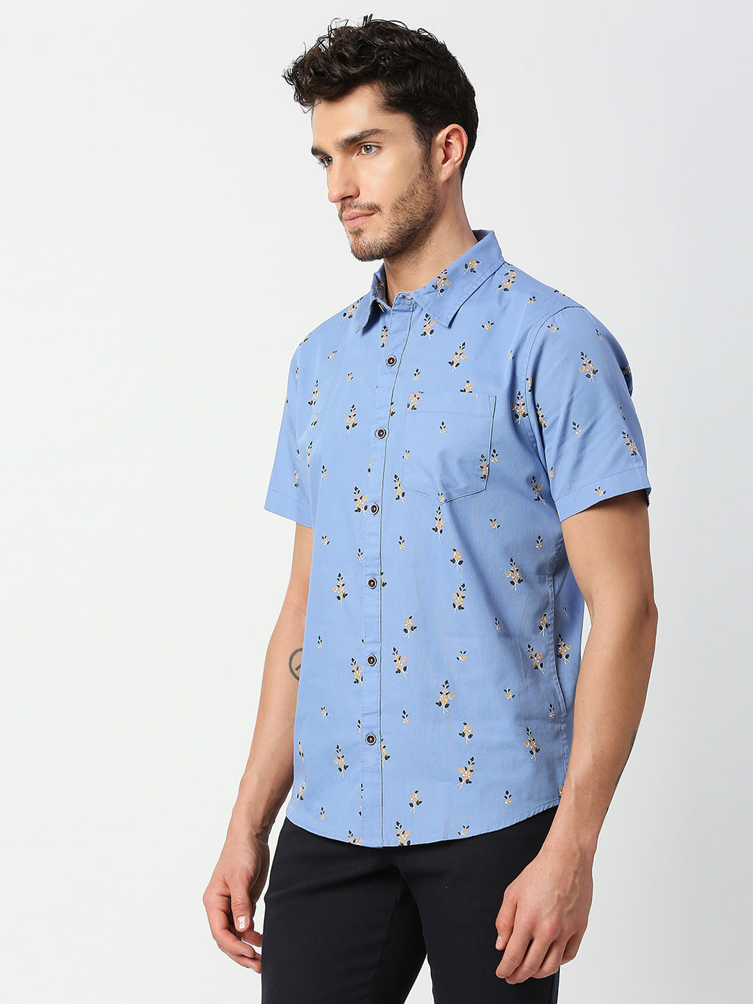 Thomas Scott Men Slim Fit Printed Casual Cotton Shirt