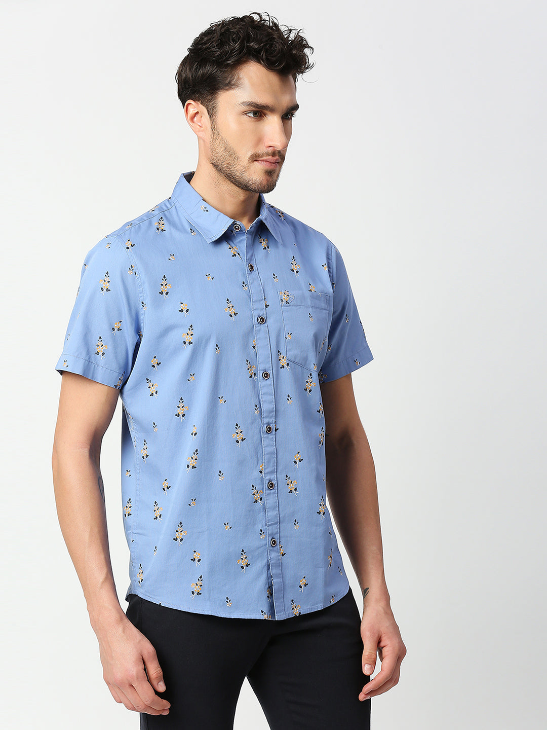 Thomas Scott Men Slim Fit Printed Casual Cotton Shirt