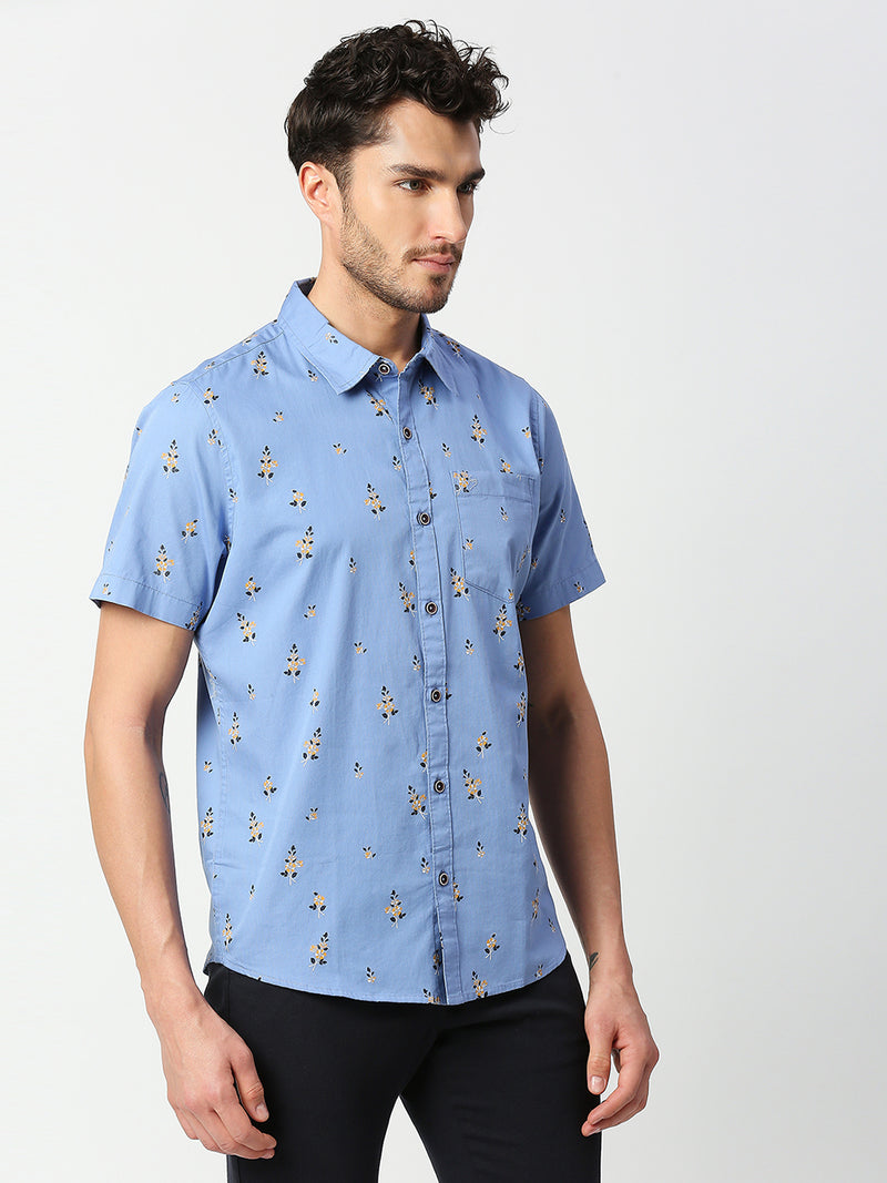 Thomas Scott Men Slim Fit Printed Casual Cotton Shirt