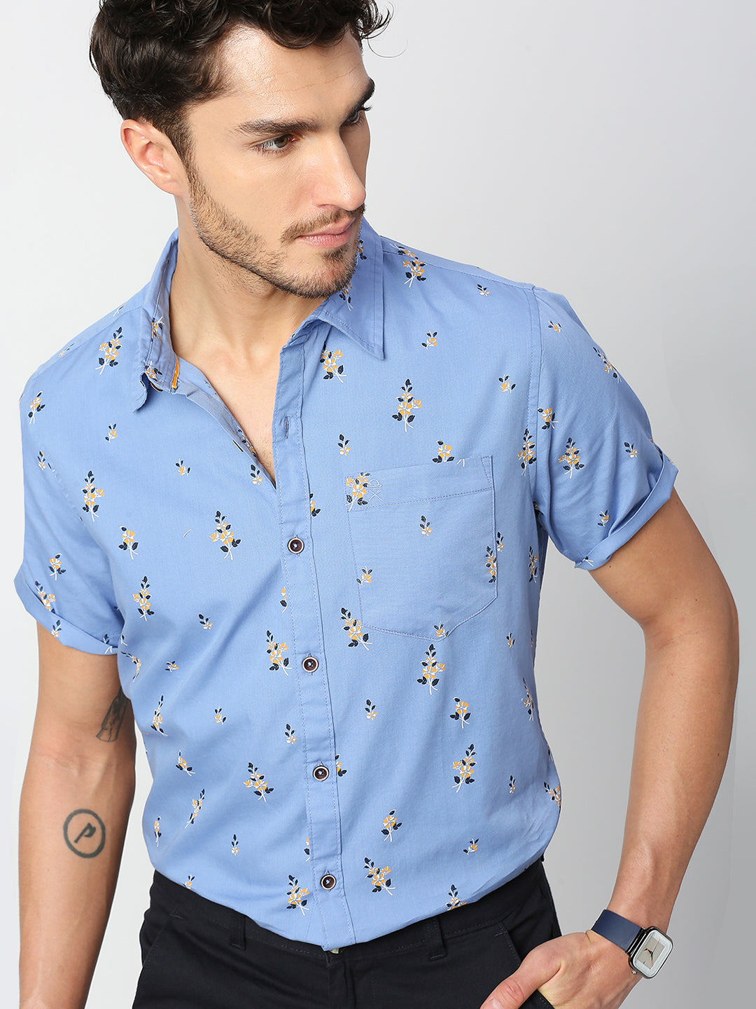 Thomas Scott Men Slim Fit Printed Casual Cotton Shirt