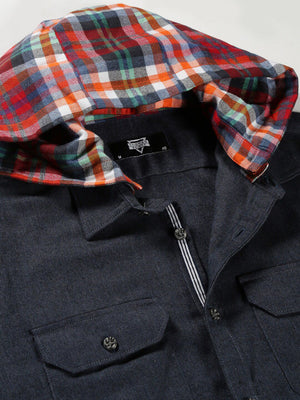 Navy Smart Slim Fit Flannel Casual Shirt For Men