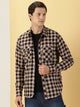 Peach Smart Slim Fit Gingham Checked Flannel Casual Shirt For Men