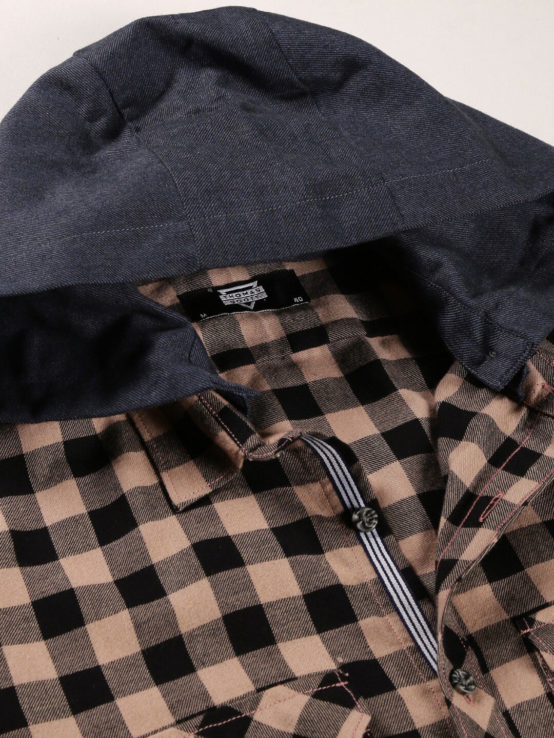 Peach Smart Slim Fit Gingham Checked Flannel Casual Shirt For Men