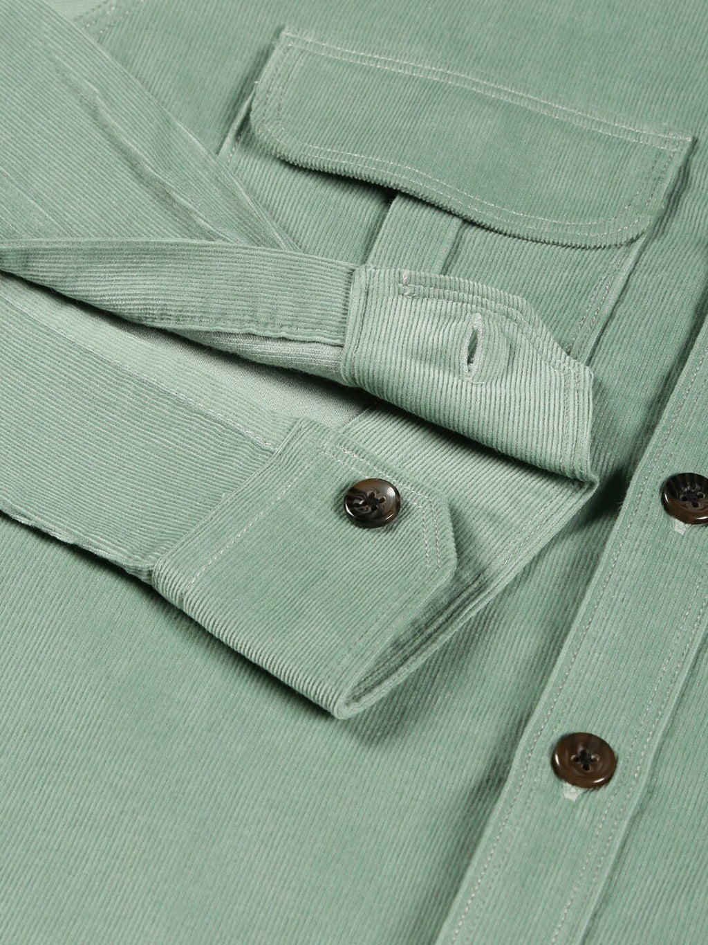 Green Premium Slim Fit Corduroy Casual Shirt For Men