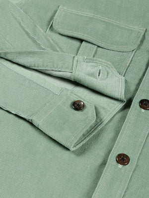 Green Premium Slim Fit Corduroy Casual Shirt For Men