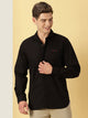 Thomas Scott Men Black Classic Regular Fit Long Sleeves Spread Collar Solid Casual Shirt
