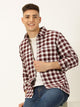 Thomas Scott Men Maroon Standard Long Sleeves Regular Fit Spread Collar Gingham Checked Cotton Casual Shirt