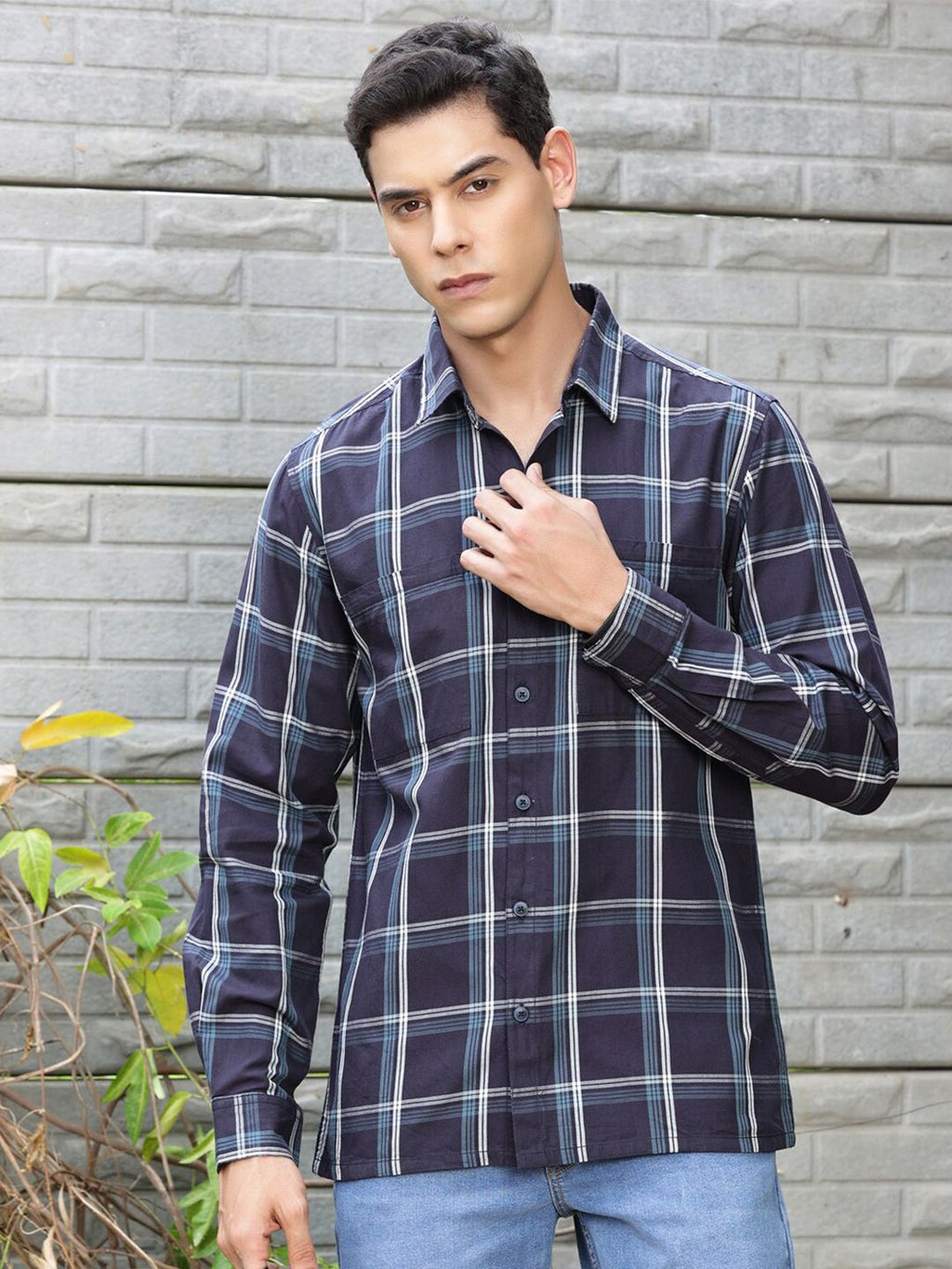 Premium Checked Pure Cotton Casual Shirt For Men
